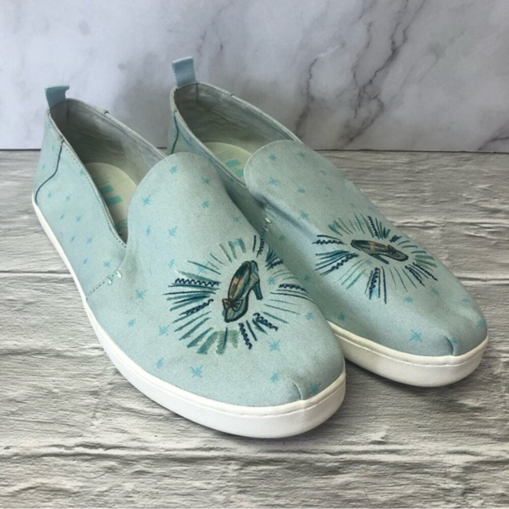 Toms x Disney Collab LE Cinderella Princess Blue Alpargata Flats Shoes